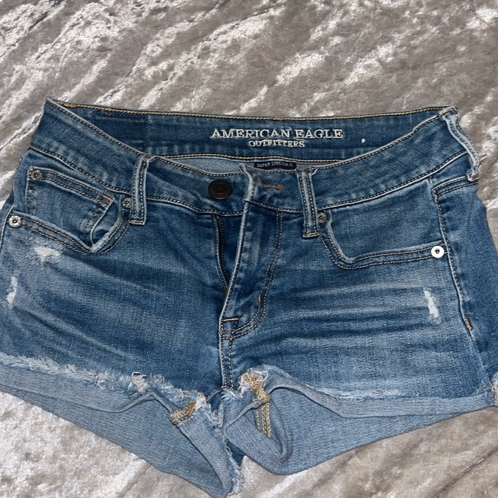 American Eagle Mid Rise Shortie Jean Shorts US2